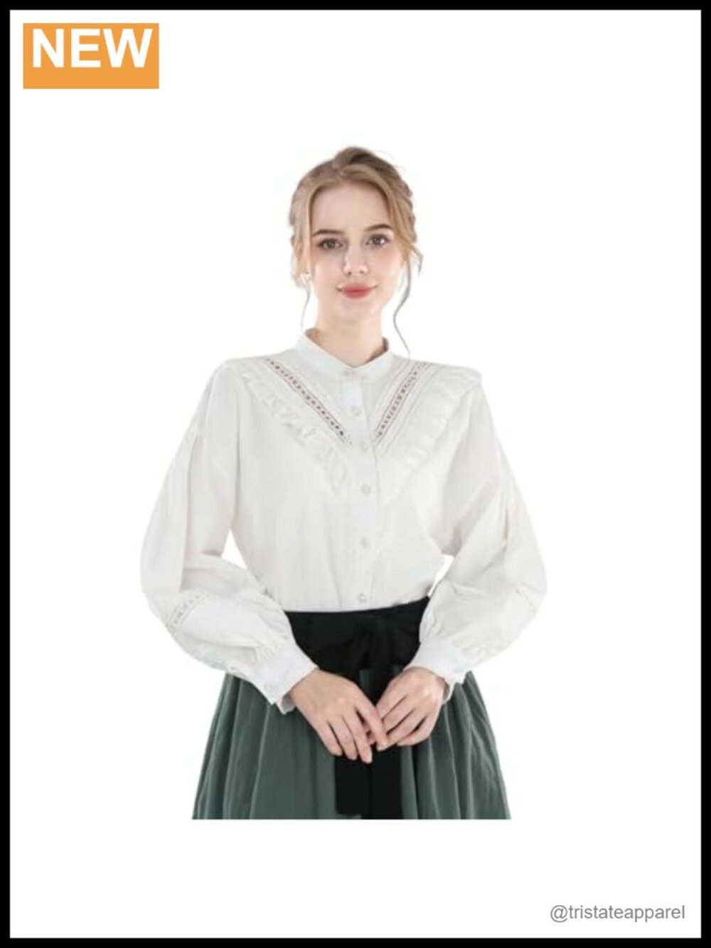 Women's Cotton Victorian Blouse Long Sleeve Ruffle Renaissance Pirate Shirt